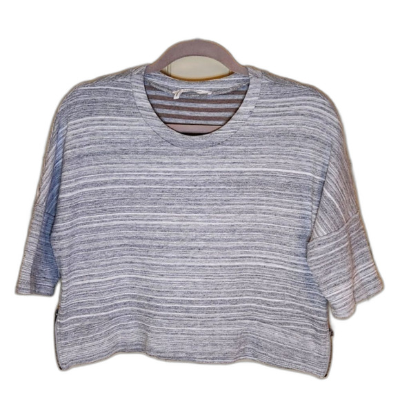 Derek Lam Sweatshirt Short Sleeve‎ Gray Oversized Boxy Cropped Knit Top Layer L - Picture 4 of 11